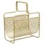Estila Glamour stojan na časopisy Isolde so zlatým kovovým rámom a geometrickým vzorom 44 cm