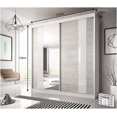 KONDELA Multi 32 šatníková skriňa 233x218 cm dub kathult svetlý / biela