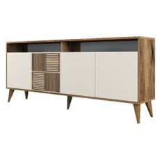 Nízka komoda v dekore orecha v krémovej a prírodnej farbe 180x79 cm Milan – Kalune Design