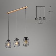Brilo - Luster na lanku WAKTU 3xE27/60W/230V kaučukovník