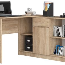 Ak furniture Rohový psací stůl B-17 s komodou dub sonoma