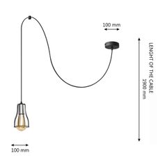 Luster na lanku TUBE 1xE27/15W/230V čierna/chróm