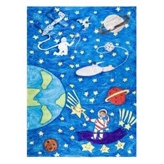 Dywany Łuszczów , Detský kusový koberec Bambino 2265 Rocket Space blue, 140x190, modrá, detská izba
