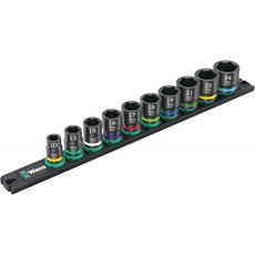 Wera 005451 Nástrčné hlavice 3/8" šesťhran 10 ÷ 24 mm Impaktor 1, typ 9607 na koľajnici (sada 10 ks)