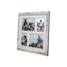 Sivo-biely rámček na 4 fotografie Styler Narvik Shabby, 39 × 39 cm