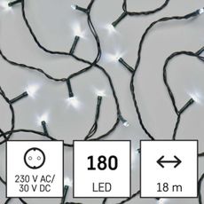 LED Vianočná vonkajšia reťaz 180xLED/8 módů 23m IP44 studená biela