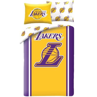 Obojstranné posteľné obliečky z mikrovlákna Los Angeles Lakers - NBA - 70 x 90 cm + 140 x 200 cm - zipsové zapínanie