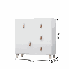 Komoda, biela, ABS hrany, FIERA 4S1D