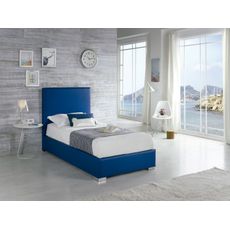 Estila Moderná kožená posteľ Piccolo s modrým poťahom 90-105cm