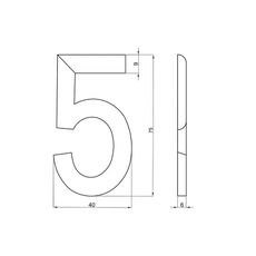 Číslica "5" 75mm bronz Bronz