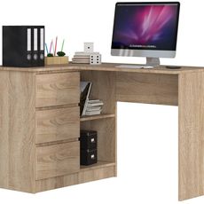 Ak furniture Rohový písací stôl B16 124 cm dub sonoma ľavý