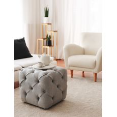 Luxusný sivý ľanový puf Chester 48 cm