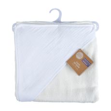 Biela mušelínová detská osuška s kapucňou 75x75 cm – Bébé Douceur