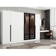 Elegantná šatníková skriňa ShadowLux biela s dymovými dvierkami 210 x 270 x 52 cm