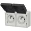 Dvojitá zásuvka AQUA PLUS IP44 grey 40115