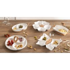 Biela porcelánovo-bambusová servírovacia misa Hors D'Oeuvre – Brandani