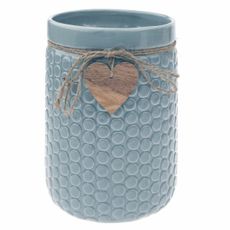 Keramická váza Wood heart svetlomodrá, 14 x 20 cmcm