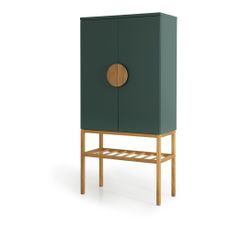 Zelený príborník s nohami z dubového dreva Tento Scoop, výška 162 cm
