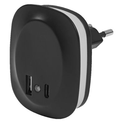 Ledvance- LED Nočné svietidlo do zásuvky so senzorom a USB LUNETTA LED/12,5W/230V