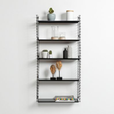 Trojposchodový regál s čiernymi policami Metaltex Libro, šírka 70 cm