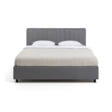 Sivá čalúnená dvojlôžková posteľ s úložným priestorom s matracom/s roštom 180x200 cm Myra Slim Line – Bonami Selection
