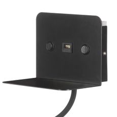 ONLI - LED Flexibilná lampička s policou a USB nabíjaním PLAK LED/1W/230V čierna