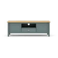 TV stolík sivozelený z borovicového dreva 158x53x40 cm Misti – Marckeric