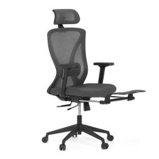 Ergonomická kancelárska stolička ZANE s podnožkou — sieťovina/látka, sivá