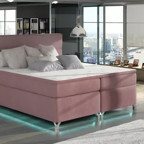 Posteľ Boxspring Amadeus + LED 200x180, ružová (látka - bao 17)