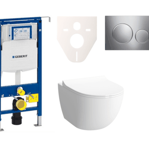 Cenovo zvýhodnený závesný WC set Geberit do ľahkých stien / predstenová montáž + WC VitrA VitrA Shift SIKOGES4N41