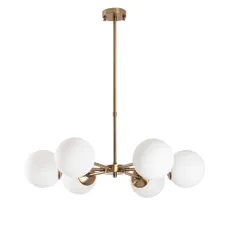Závesné svietidlo v zlatej farbe so skleneným tienidlom ø 73 cm Akkas – Opviq lights