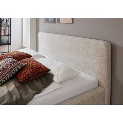 Sivá/béžová čalúnená dvojlôžková posteľ s úložným priestorom s roštom 180x200 cm Mattis – Meise Möbel