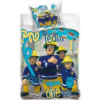 Bavlnené posteľné obliečky Požiarnik Sam - motív Team - 100% bavlna - 70 x 90 cm + 140 x 200 cm