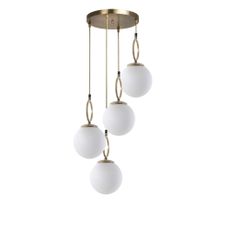 Závesné svietidlo v bielo-zlatej farbe so skleneným tienidlom ø 30 cm Morino – Opviq lights