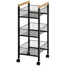 Úložný vozík 3 úrovne čierna/prírodná Gc6010