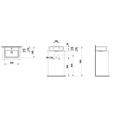 LAUFEN H8119520001041 - Keramické umývadlo PRO 45x34 cm, biela