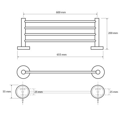 SAPHO XR412 X-Round E polička na uteráky 65 cm, strieborná