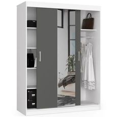 Šatníková skriňa CLP 150 cm posuvná so zrkadlom - biela/grafit