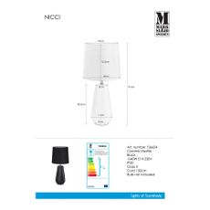 Čierna stolová lampa Markslöjd Nicci, ø 19 cm
