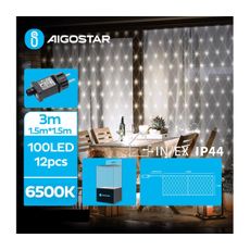 Aigostar- LED Vonkajšia vianočná reťaz 100xLED/8 funkcií 4,5x1,5m IP44 studená biela