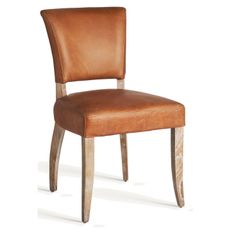 Estila Luxusná vintage kožená hnedá jedálenská stolička Missal s hranatými hnedými patinovanými nožičkami z masívneho dreva 89 cm