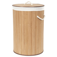 Compactor Bambusový kôš na bielizeň s vekom Compactor Bamboo - okrúhly, prírodný, 40 x 60 cm
