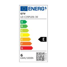 Teplá biela filamentová žiarovka E14, 6 W – GTV