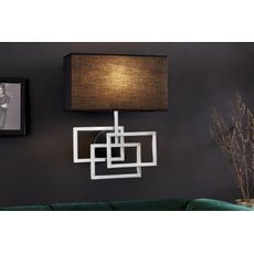 Estila Art-deco dizajnová nástenná lampa Astria v striebornom prevedení s čiernym tienidlom 44cm