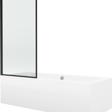 Vana Mexen Cube 170x80 cm s panelem bílá + jednokřídlá zástěna pohyblivá 70 x 140 cm černá/černá