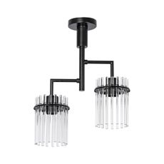 Luster na tyči 2xE27/60W/230V čierna/číra