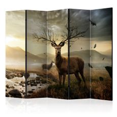 Paraván Deers by mountain stream Dekorhome 225x172 cm (5-dielny)