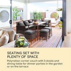 Blumfeldt Titania Dining Lounge Set, záhradné sedenie, súprava, hnedá/tmavosivá