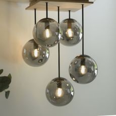 JUST LIGHT. 11395-79 - Luster na tyči WIDOW 5xE14/25W/230V dub