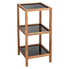 Sklenený kúpeľňový regál v čierno-prírodnej farbe 36x79 cm Fondi – Wenko